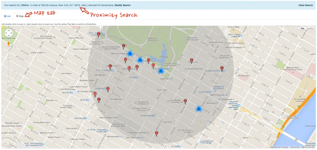 Proximity Search and Map Tab