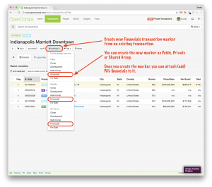 Start Financials marker from existing transaction